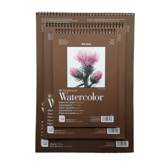 Strathmore A3 Pad Watercolour ( 27.9X38.1 CM x 12 sheets) 300 g/m2 Cold Press natural white paper color 400 Series Heavyweight (15*11 IN) Strathmore A3 Pad Watercolour ( 27.9X38.1 CM x 12 sheets) 300 g/m2 Cold Press natural white paper color 400 Series Heavyweight (15*11 IN)